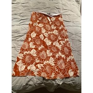NWT Madewell size L orange and white floral midi skirt